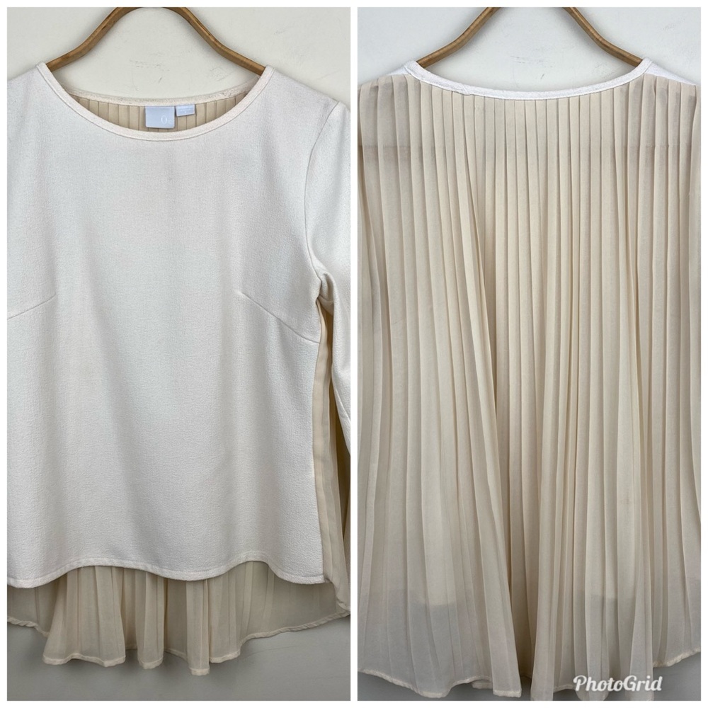 Zero Degrees Celsius || Cream Top with Accordion Pleated Back; Size Small